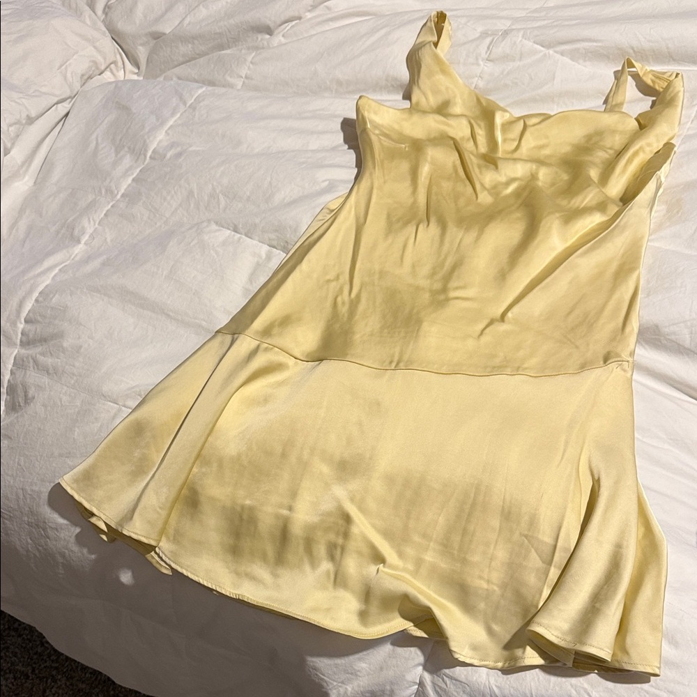 Yellow Satin Midi Dress - Elegant Slip Style